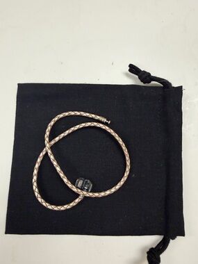Pandora Braided Leather Bracelet in Rose Gold Tone